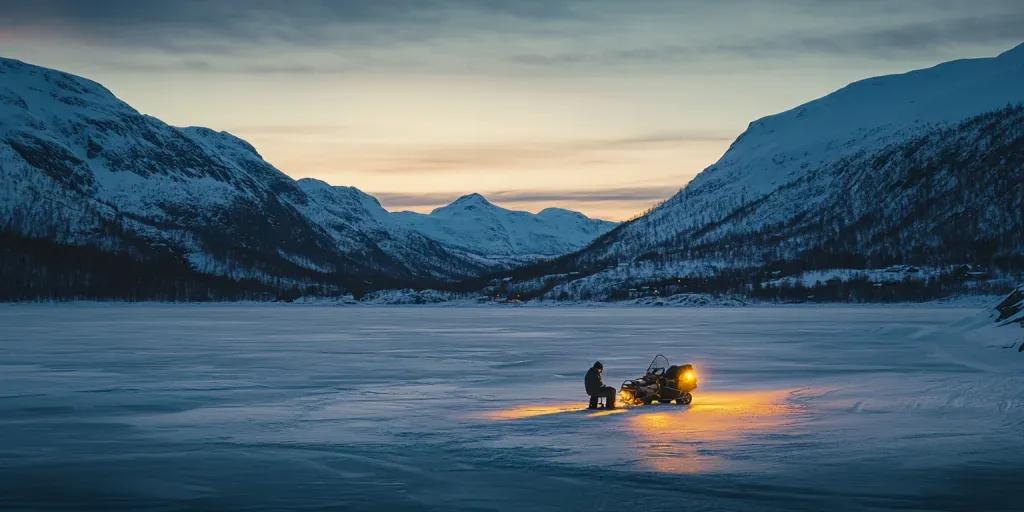 Snøscooter Utleie i Troms og Finnmark for deg som ønsker å dra på isfisketur på vidda.