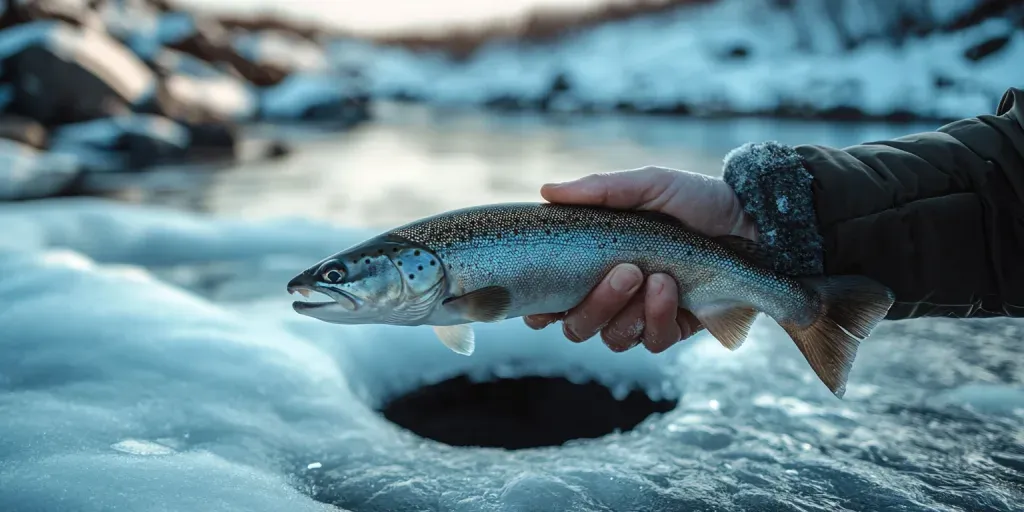 Snøscooter utleie i Finnmark og Troms gir deg muligheten til å oppleve isfiske etter røye og ørret i arktisk landskap.